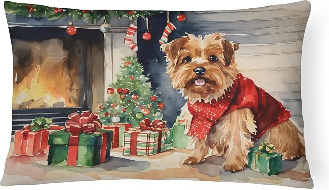 Caroline's Treasures DAC2710PW1216 Norfolk Terrier Cozy Christmas Throw Pillow Machine Washable, Indoor Outdoor Decorative Pillow for Couch, Bed or Patio, 12HX16W