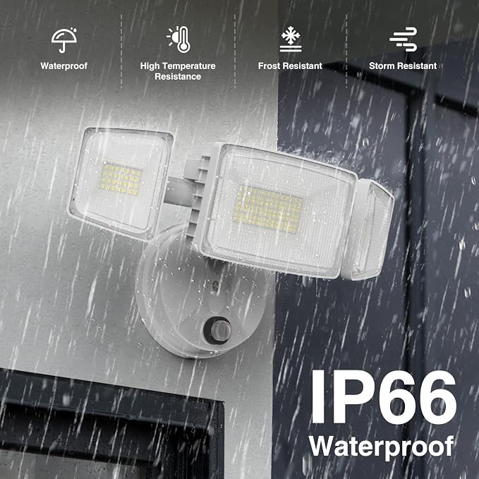 Onforu 100w Dusk to Dawn Outdoor Lighting,11000LM Led Outdoor Light from Dusk Till Dawn,Super Bright Flood Light,IP66 Waterproof Exterior Security White Light Fixture,3 Heads Photocell for Garage,Yard