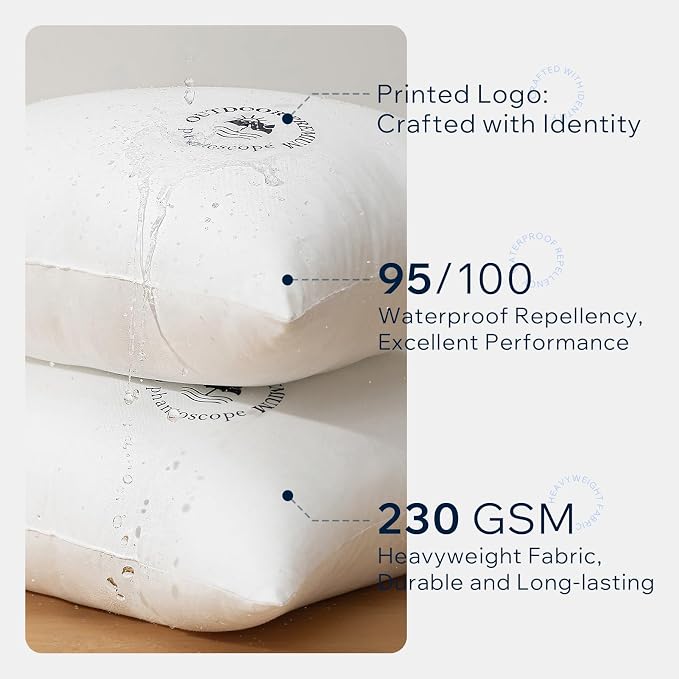 Phantoscope 20x20 Outdoor Pillow Inserts, Waterproof Outdoor Pillows 4-Pack | Water Resistant Outdoor Throw Pillow Inserts, Hypoallergenic Decorative Pillow Stuffers for Patio, Porch, Garden, Logo Design
