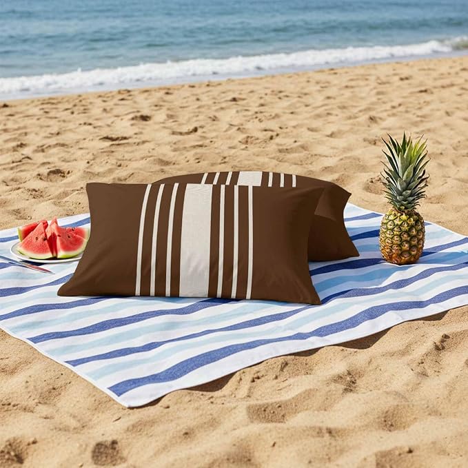 Brown Beige Striped Outdoor Pillow Covers 20x12 Inch Lumbar Pillow Covers Set of 2 Waterproof Decorative Throw Pillow Cases Modern Farmhouse Retro Lines Cushion Covers for Patio Furniture Garden Couch