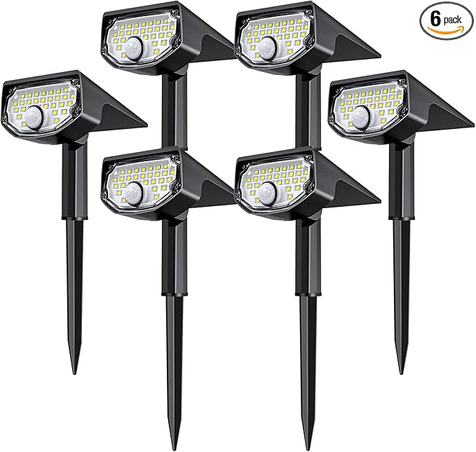 AloftSun Solar Motion Sensor Outdoor Lights,Waterproof Motion Sensor Spot Lights- 30 LED/3 Modes Solar Powered Spotlights,Landscape Lighting for Yard and Garden, Cool White,6 Pack
