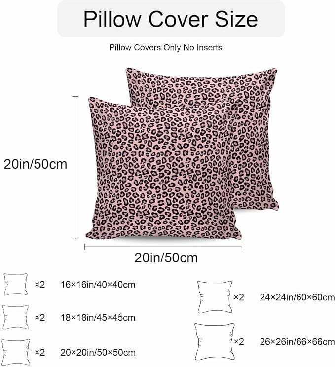 Vandarllin Outdoor Throw Pillows Covers 18x18 inch Set of 2 Waterproof Pink Leopard Print Decorative Zippered Cushion Covers for Patio Furniture, Luxury Animal Fur Pattern Lumbar Pillowcases