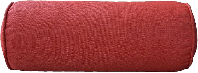 Indoor/Outdoor Bolster Pillows, Bright Red, 16x6 inches | Solid Round Lumbar Cylinder, Set of 2, For Outdoor Furnitures