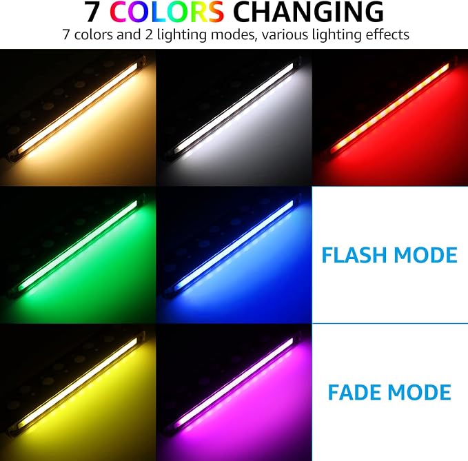 LEONLITE 8-Pack RGBCW 12 Inch LED Hardscape Lighting, Color Changing | LED Landscape Lighting, 12-24V AC/DC Paver Light Low Voltage Retaining Wall Lights, 5W Outdoor Step Lights, ETL