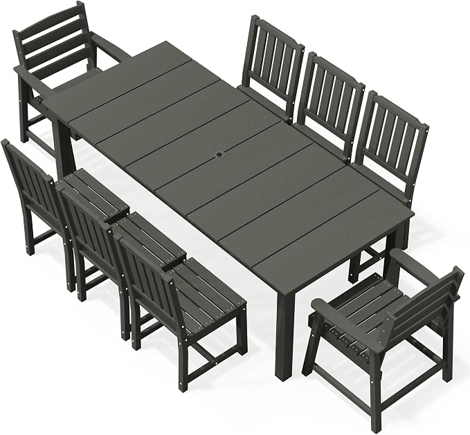 AreShark Patio Dining Chair Set of 2,All Weather HDPE Outdoor Dining Armless Chairs with Wide Seat and Backrest,Weatherproof Patio Chairs for Garden,Backyard,Deck,Gray