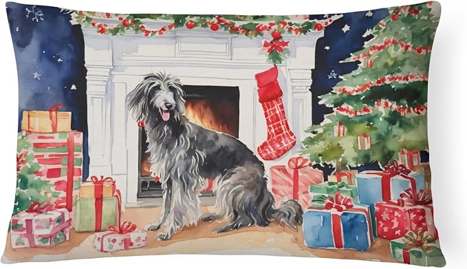 Caroline's Treasures DAC2742PW1216 Scottish Deerhound Cozy Christmas Throw Pillow Machine Washable, Indoor Outdoor Decorative Pillow for Couch, Bed or Patio, 12HX16W