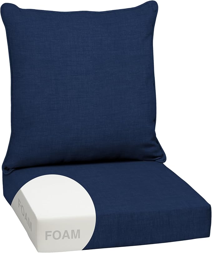 Arden Outdoor Deep Seat Cushion Set, Foam, 24x24, Sapphire Blue | Sofa, Couch, Conversation Set, Premium High-Density Foam, Never Flattens, Mold and Mildew Resistant