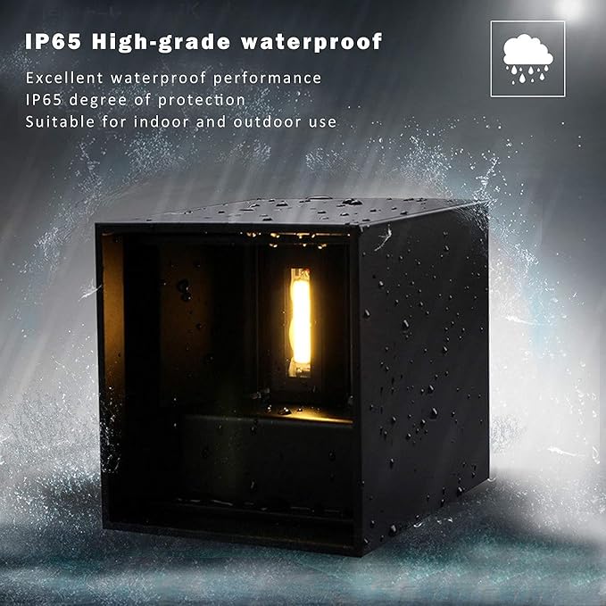 LED Aluminum Waterproof Wall Lamp, (Upgrade Dusk to Dawn Sensor) Waterproof Outdoor Light 20W 100-277V 2800K-3000K(Not dimmable) Outdoor Wall Light Warm Light 2LEDS (Black-20W-Larger)