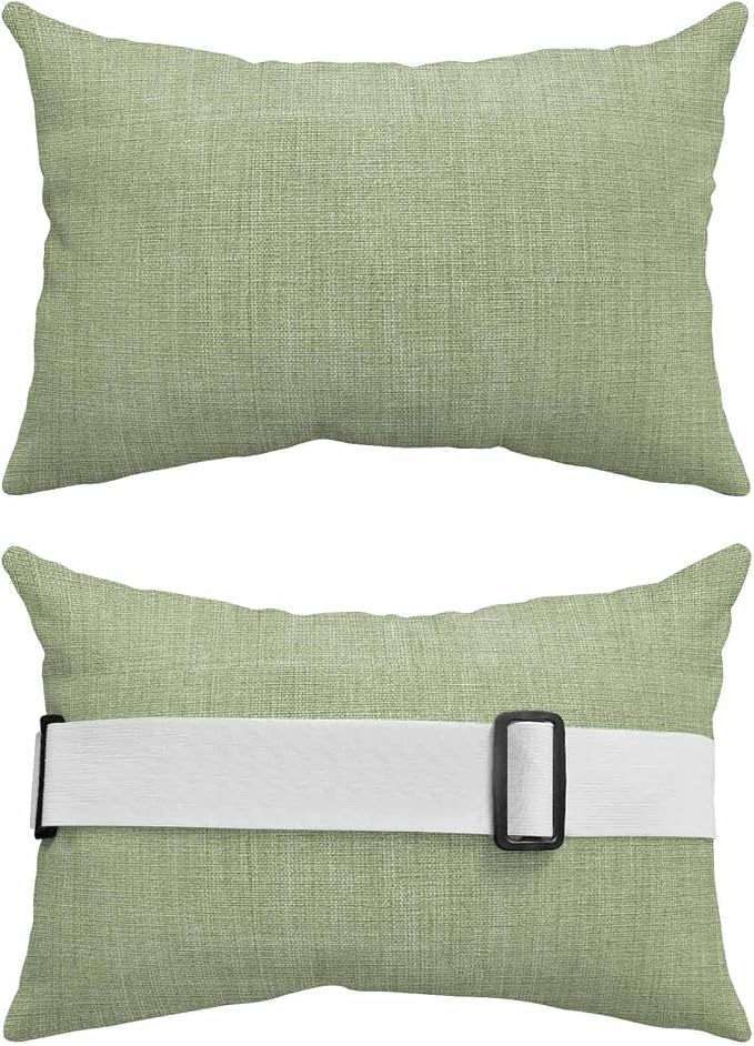 Pack of 2 Outdoor Lumbar Pillow Covers 12x20 Inch, Vintage Sage Green Waterproof Throw Pillow Covers Set, Farmhouse Retro Beige Solid Color Indoor&Outdoor Cushion Cases for Patio Porch Beach