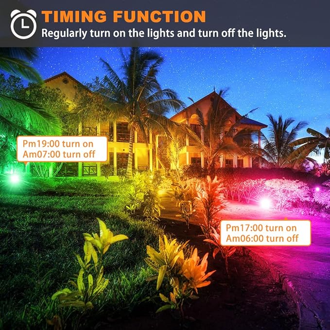 Led Flood Light Outdoor 30W, 300W Equivalent, Color Changing RGB Lights | Remote Control, 120 RGB Colors, Warm White 2700K, Timing, Custom Mode, Uplight Landscape Lights,IP66 US 3-Plug (2 Pack)