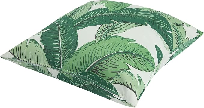 Throw Pillow with Insert, Set of 2, Outdoor Indoor Waterproof Decorative Patio Throw Pillow 18x18 Inch, Square Cushion for Couch Sofa Garden Farmhouse Decoration-Green Palm Leaf