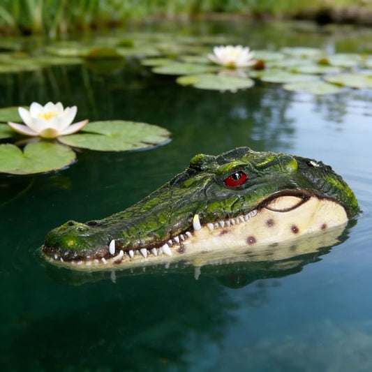 Pond Floating Alligator Head Decoy, Pools Float Fake Gator Head Duck Detterent Crocodile Head Decoy for Koi Garden Yard Decoration Swimming Pool Animal Protector