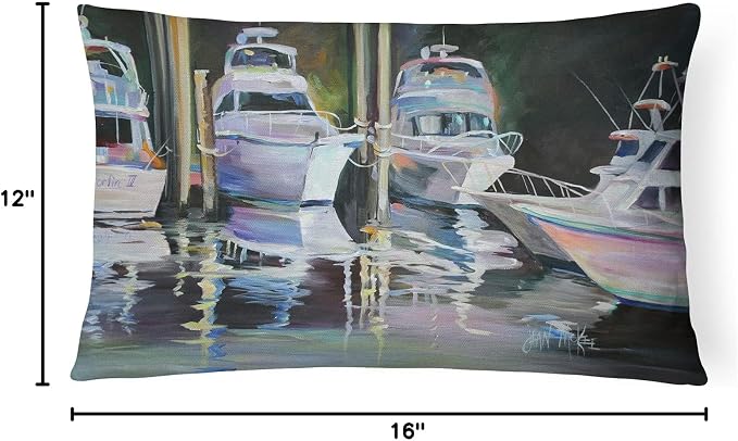 Caroline's Treasures JMK1048PW1216 Deep Sea Fishing Boats Canvas Fabric Decorative Pillow Machine Washable, Indoor Outdoor Decorative Pillow for Couch, Bed or Patio, 12HX16W