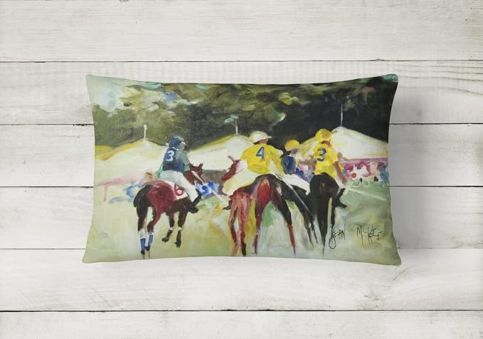 Caroline's Treasures JMK1007PW1216 Polo at The Point Canvas Fabric Decorative Pillow Machine Washable, Indoor Outdoor Decorative Pillow for Couch, Bed or Patio, 12HX16W