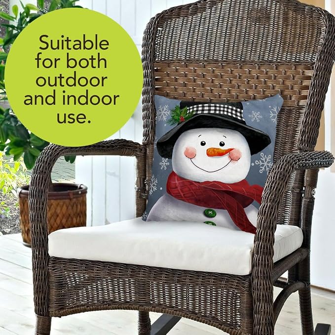 Briarwood Lane Winter Indoor/Outdoor Pillow 17x17 Smiling Snowman for Winter Pillow