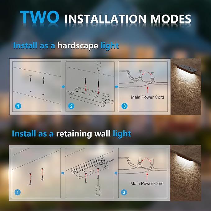 VOLISUN 7 Inch Retaining Wall Lights, 5000K Hardscape Lighting, 24 Pack | IP65 Waterproof, Cuttable Low Voltage Landscape Lighting, 12V Paver Lights, 3W Outdoor Step Lights, ETL