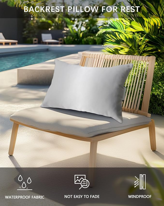 Pack of 4 Outdoor Lumbar Pillow Covers 12x20 Inch, Grey Ombre Waterproof Throw Pillow Covers Set, Aesthetics Modern Abstract Art Gradient Indoor&Outdoor Decorative Cushion Cases for Patio Porch Car