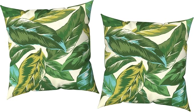 Outdoor Pillow Covers 16x16 Inch Set of 2 Waterproof Decorative Throw Pillow Covers Patio Pillow Cases for Patio Furniture Garden Couch Farmhouse,Lush Leaf Jungle