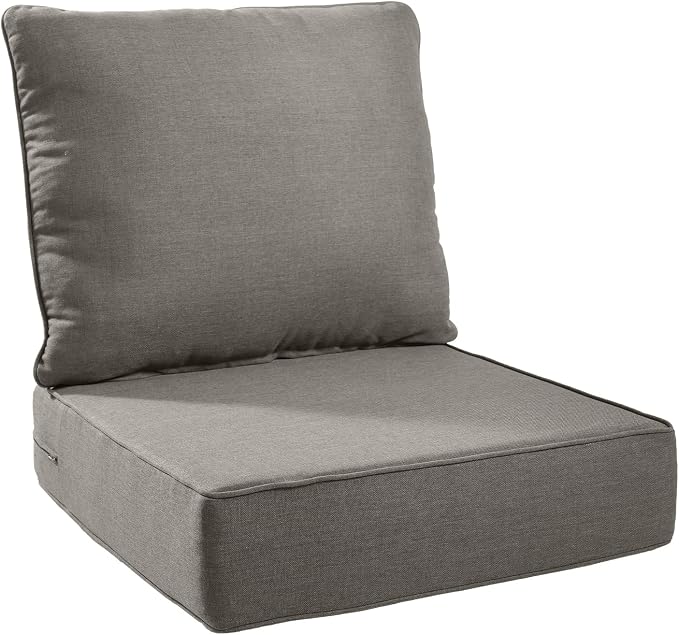 Luxury 24*24*6in Outdoor Patio Cushions, 1 Piece Grey Outdoor Cushion | 6in Outdoor Patio Cushions, Water-Resistant, Reversible, Removable Cover, for Patio Chairs Sofa Couch Loveseat