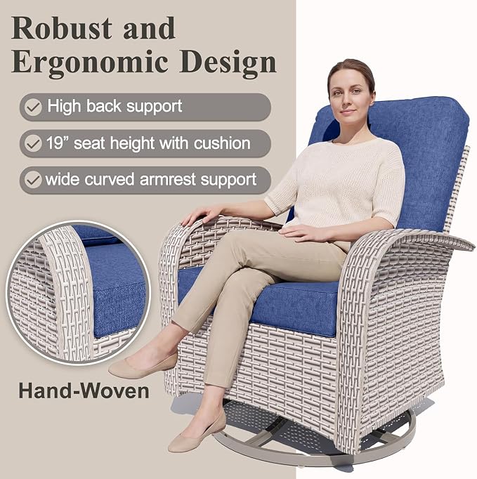 12-Piece Patio Furniture Set, Outdoor Swivel Rocking Chairs Set with 55,000 BTU Fire Pit Table,All Weather Conversation Set for Porch Poolside Balcony
