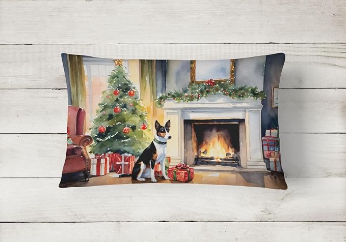 Caroline's Treasures DAC2602PW1216 Basenji Cozy Christmas Throw Pillow Machine Washable, Indoor Outdoor Decorative Pillow for Couch, Bed or Patio, 12HX16W