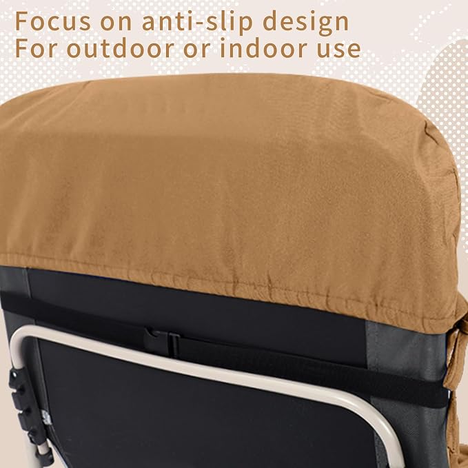 Tudomro Outdoor Chaise Lounge Cushion 66x21x4'' Waterproof & Fade-Resistant Patio Pool Chaise Lounge Cushion Headrest Pillow Tie Replacement Rocking High Back Chair(Brown,Set of 2)