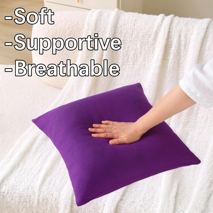 Outdoor Throw Pillows with Inserts, Waterproof Pillows for Outdoor Seating, Square Decorative Garden Cushion for Patio Furniture, Bed, Couch, Sofa(Purple, 20" x 20" (Pack of 2))