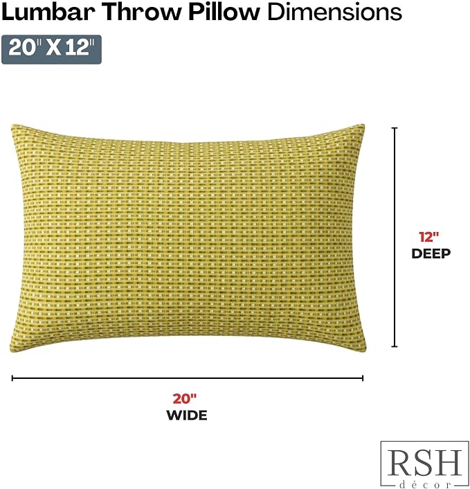 RSH DECOR: Lumbar Throw Pillows Set of 2 | 20” x 12" | All-Weather Spun Fabric | Water and Fade-Resistant | Outdoor Support Pillows for Patio Furniture | Made in USA (Future Patina)