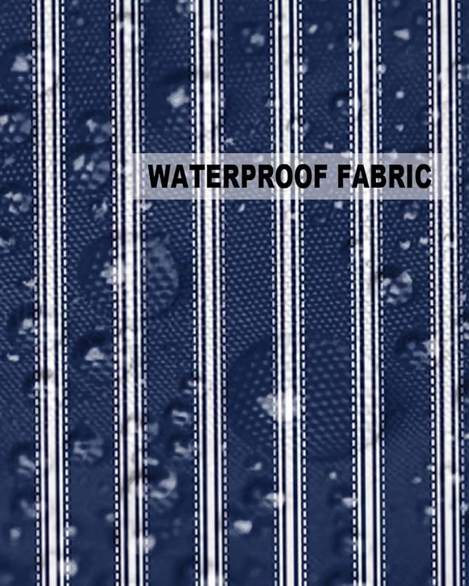 Outdoor Waterproof Throw Pillow Covers Set of 2 Navy Blue Stripe Lumbar Pillowcases 20x12 Inches Vertical Striped Patio Decorative Pillows Cushion Case Patio Pillows for Couch Bed Chair Garden