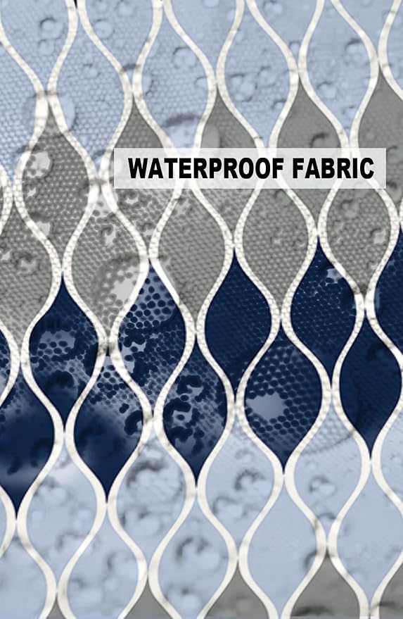 Outdoor Pillows 18x18 Waterproof Outdoor Pillow Covers, Geometic Mid Century Geo Polyester Throw Pillow Covers Garden Cushion Decorative Case for Patio Couch Decoration Set of 2, Navy Blue Grey