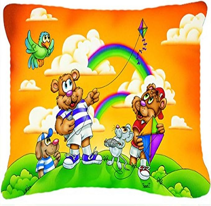 Caroline's Treasures APH0374PW1216 Bears Flying a Kite Canvas Fabric Decorative Pillow Machine Washable, Indoor Outdoor Decorative Pillow for Couch, Bed or Patio, 12HX16W