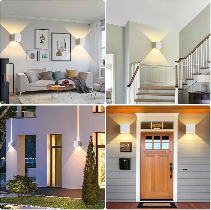15W 3CCT Adjustable Up and Down LED Wall Sconce | White IP65 waterproof ETL certified 1300LM Exterior/Interior Lighting Fixtures for porches & patios