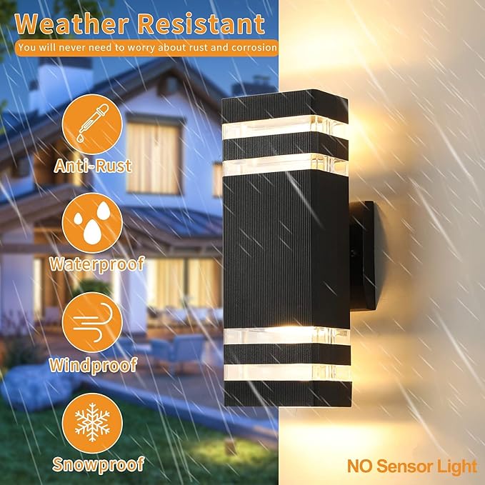 LED Square Up and Down Lights Outdoor Wall Mount Light,14W IP65 3000K 1100LM Warm White, Modern Fixtures Aluminum Waterproof Exterior Lamps for Front Porch Patio Garage