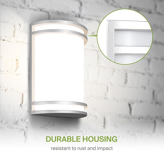 ASD 10 Inch Smart RGBW LED Outdoor Sconce Lights - 15W 120-277V 2700K-6500K Nickel Exterior Lighting Fixtures, Exterior Lights for House, Remote Control Alexa Patio Wall Light Fixture ETL 2 Pack