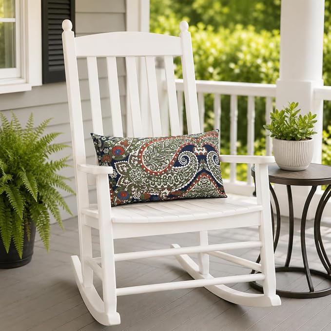 Pack of 2 Patio Lumbar Pillows 12"x20" | Fade Resistant Outdoor Waterproof Lumbar Pillow with Inners Decorative Garden Lumbar Cushions for Home Patio Terrace Sofa