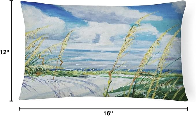 Caroline's Treasures JMK1123PW1216 Sea Oats Canvas Fabric Decorative Pillow Machine Washable, Indoor Outdoor Decorative Pillow for Couch, Bed or Patio, 12HX16W