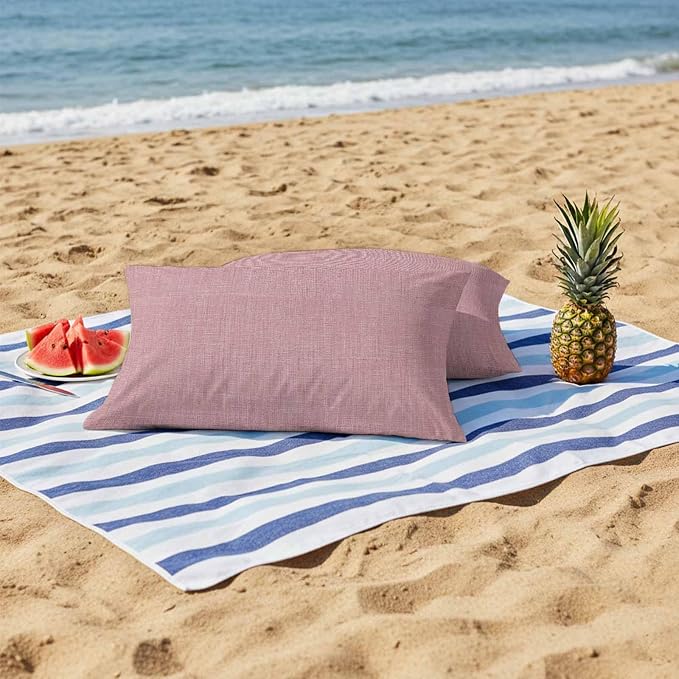 Outdoor Waterproof Throw Pillow Covers Set of 2 Pink Linen Lumbar Pillowcases 20x12 Inches Farmhouse Pure Color Decorative Pillows Cushion Case Patio Pillows for Couch Bed Chair Garden