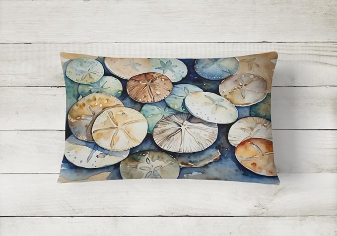 Caroline's Treasures DAC2819PW1216 Sand Dollars Throw Pillow Machine Washable, Indoor Outdoor Decorative Pillow for Couch, Bed or Patio, 12HX16W