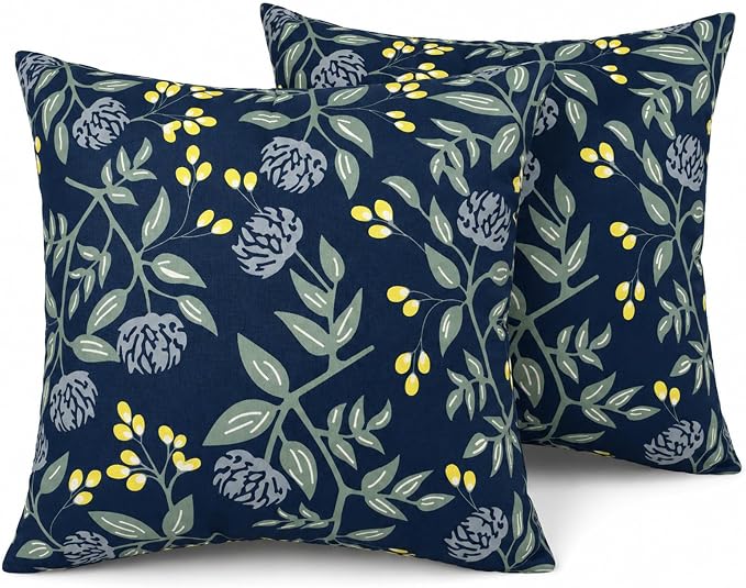 Waterproof Outdoor Throw Pillows with Inserts 18 x 18 Inch | Pack of 2 Patio Decorative Pillows, Square Outdoor Pillows for Patio Furniture Porch Garden Deck Balcony Couch and Sofa