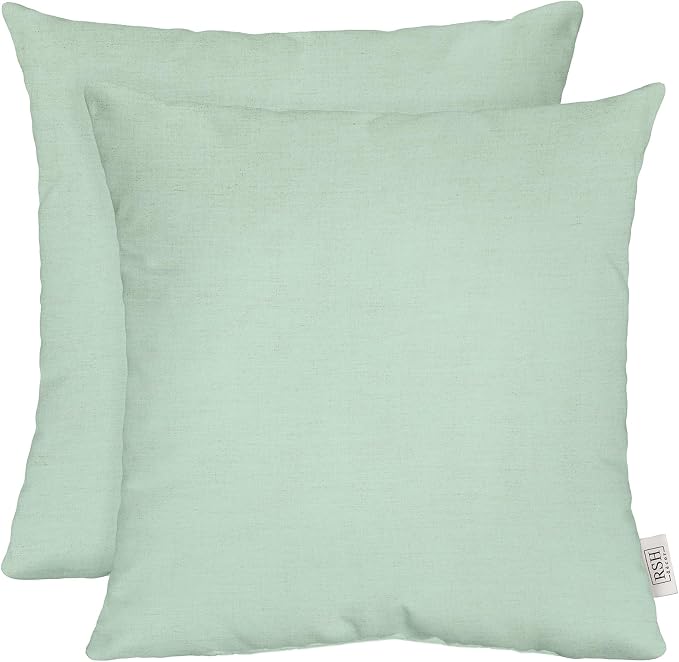RSH DECOR Square Throw Pillows Set of 2, 17x17 Inch Decorative Pillows for Couch, Water-Resistant Patio Furniture Pillows, All-Weather Spun Fabric, Canvas Spa - Made in USA
