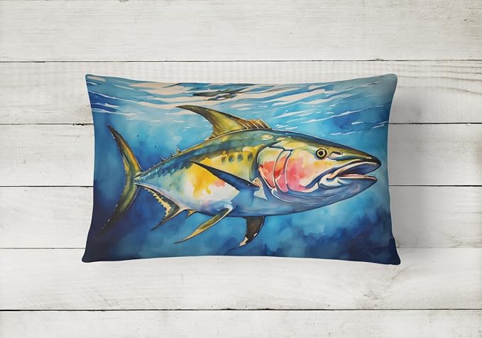 Caroline's Treasures DAC2844PW1216 Yellowfin Tuna Throw Pillow Machine Washable, Indoor Outdoor Decorative Pillow for Couch, Bed or Patio, 12HX16W