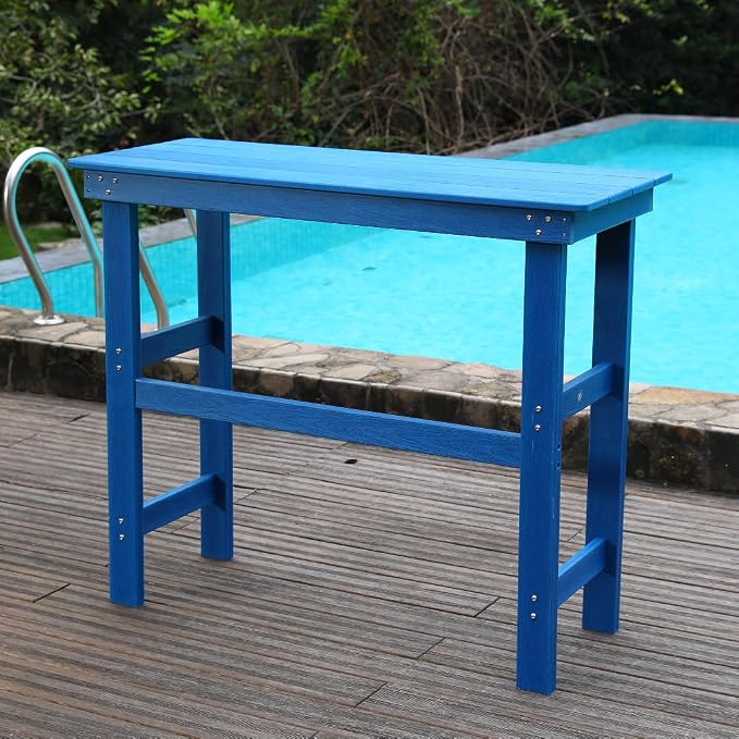 Outdoor Bar Table, HDPE, Lake Blue