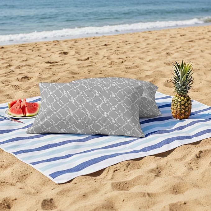 Grey White Stripes Outdoor Pillow Covers 20x12 Inch Lumbar Pillow Covers Set of 2 Waterproof Decorative Throw Pillow Cases Simple Geometric Modern Monochrome Cushion Covers for Patio Furniture Garden