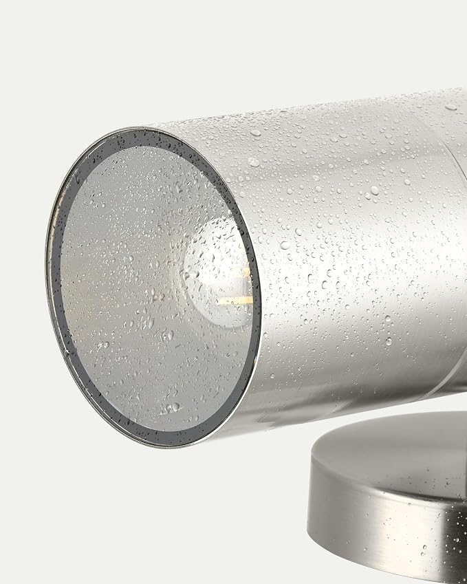 Ken & Ricky Stainless Steel Outdoor Wall Light,Cylinder,Brushed Nickel,1PK | Waterproof Outdoor Sconce,No Glare,Exterior Lighting Fixtures,E26 Base，For Porch House Garage Front Door Patio