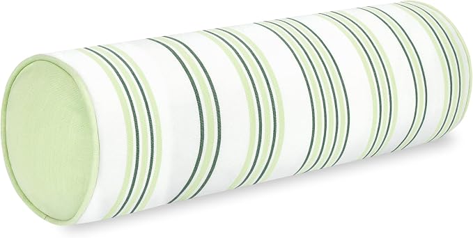 Hofdeco Premium Coastal Hampton Outdoor Performance Bolster Pillow Cover Only, 6"x20" Water Repellent, UV and Fade Resistant for Backyard, Couch, Poolside, Grass Green Woven Bayside Stripes