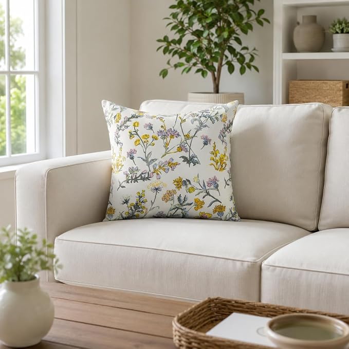 Outdoor/Indoor Decorative Throw Pillows 18×18 Inch | Pack of 2 Waterproof Decorative Throw Pillows with Inserts, Square Pillows for Bed, Couch, Sofa and Patio Furniture
