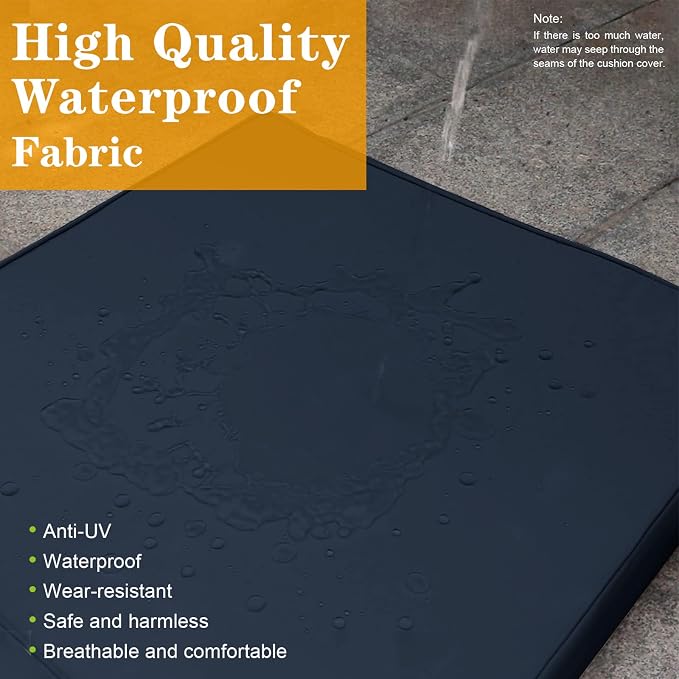 14 Piece Outdoor Patio Cushion Covers, Dark Blue | Replacement, Cushion Slipcovers, Water-Resistant, With Zipper