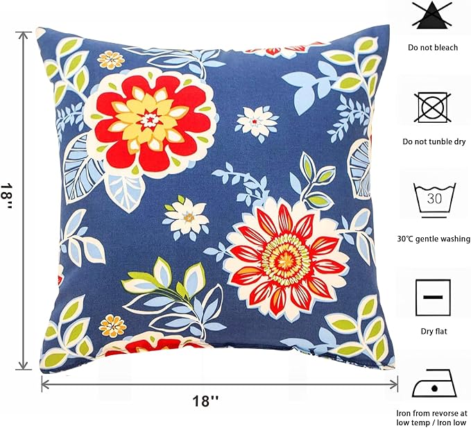 Outdoor Throw Pillows - Decorative Pillows with Insert Included Set of 2 Outdoor Pillows for Patio Furniture 18x18 Inch