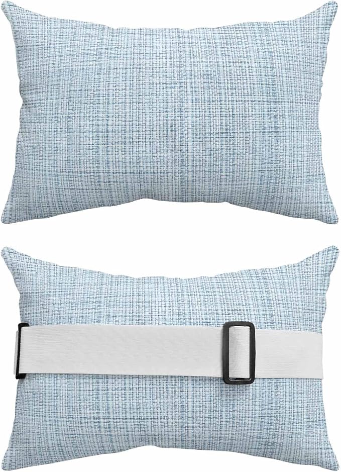 Outdoor Lumbar Pillow Set of 1, Misty Blue Rustic Waterproof Beach Headrest Pillow with Inserts, Vintage Farmhouse Blue Solid Color Recliner Throw Pillows for Patio Furniture, 12 x 20