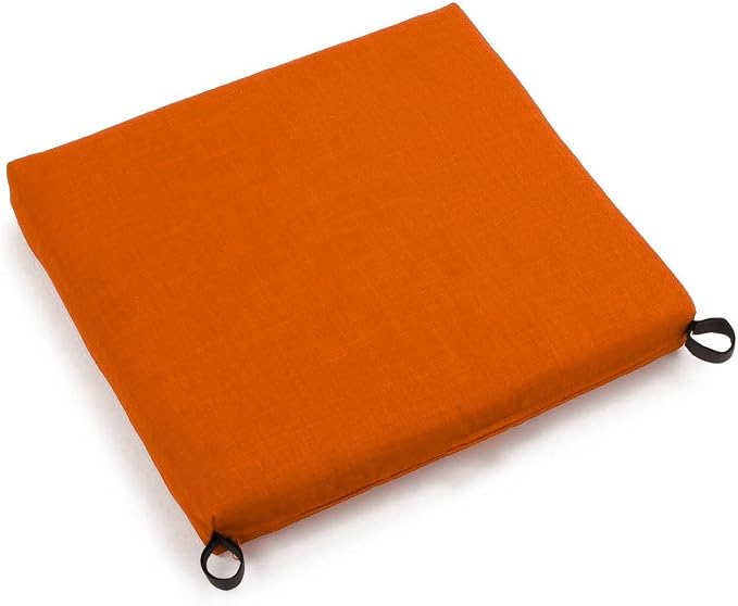 Blazing Needles Solid Outdoor Spun Polyester Chair Cushion, 20" x 19", Tangerine Dream